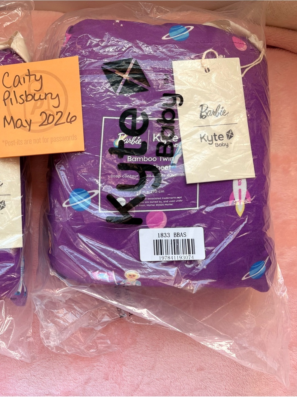 Barbie x Kyte Baby Purple Astronaut Bamboo Twin Fitted Sheet